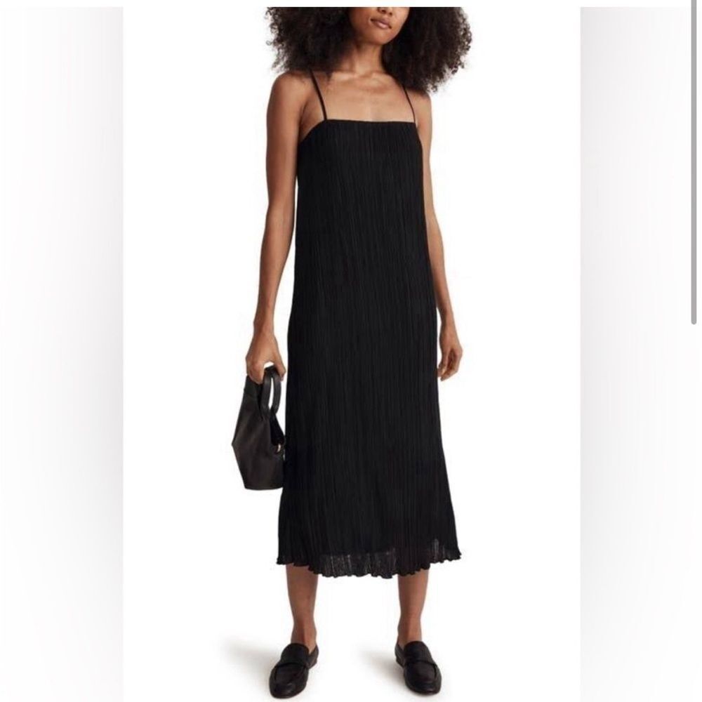 Madewell The Goldie Plisse Dress Size‎ 2 in Black NEW